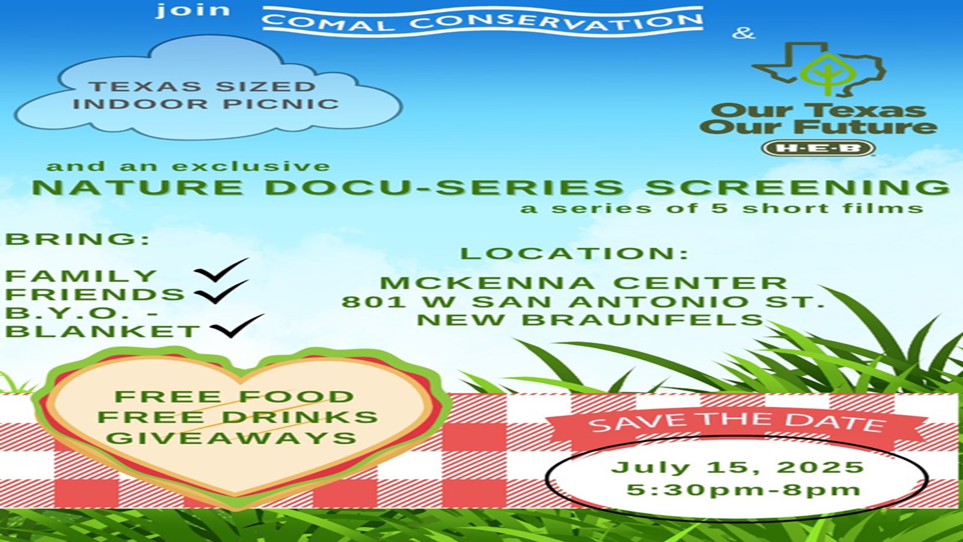 Comal Conservation Indoor Picnic and Texas Nature Docu-Series Screening