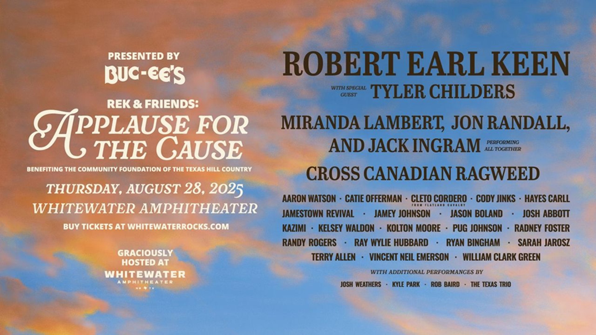 REK and Friends: Applause for The Cause at Whitewater Amphitheater