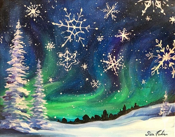 Snowflakes Falling at Painting With A Twist
