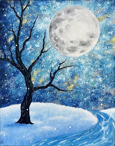 Snowy Moon River at Painting With A Twist