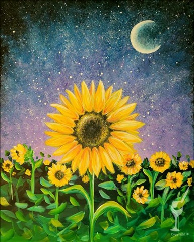 Galactic Sunflowers at Painting with a Twist