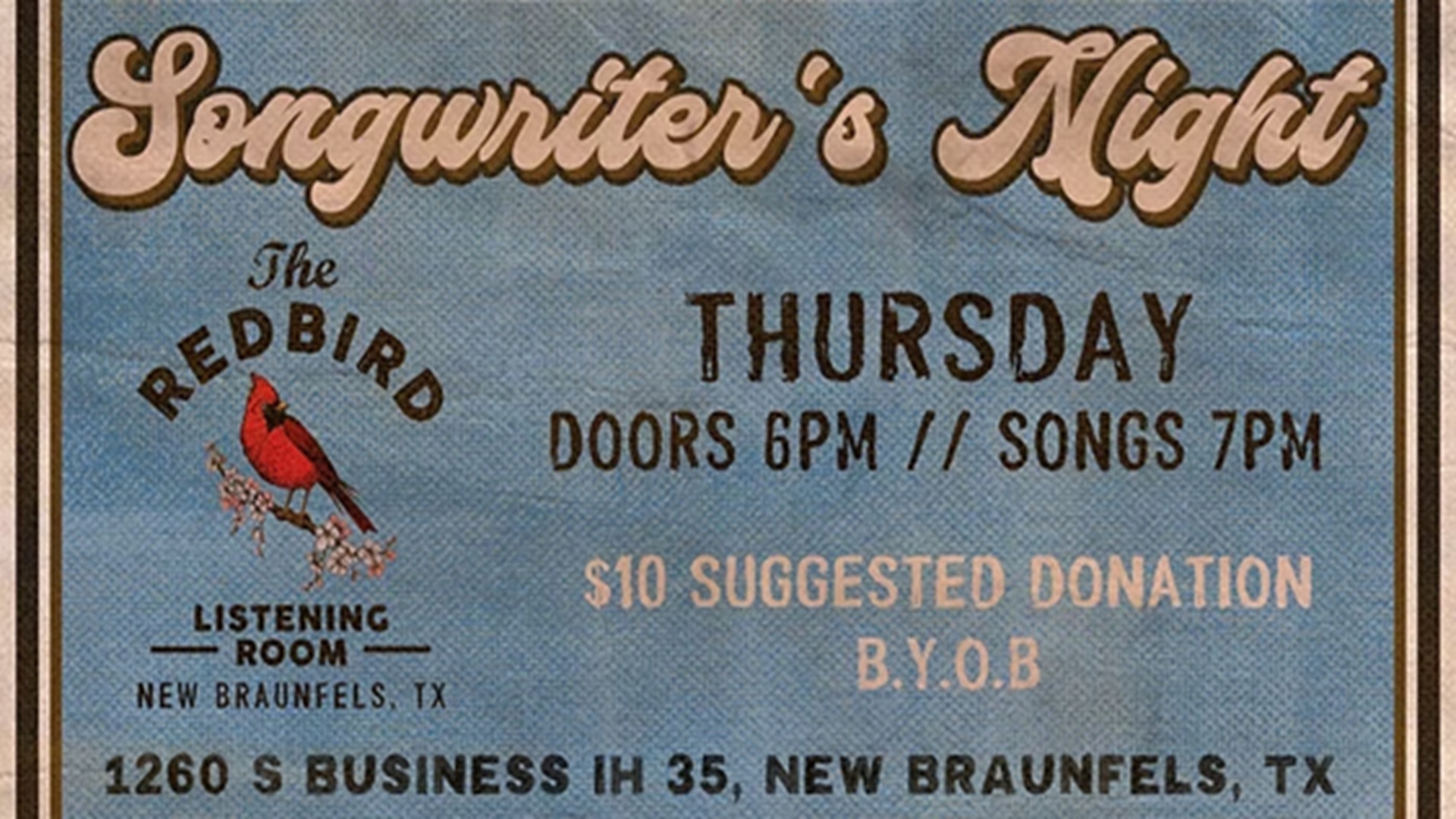 Songwriter’s Night at The Redbird Listening Room