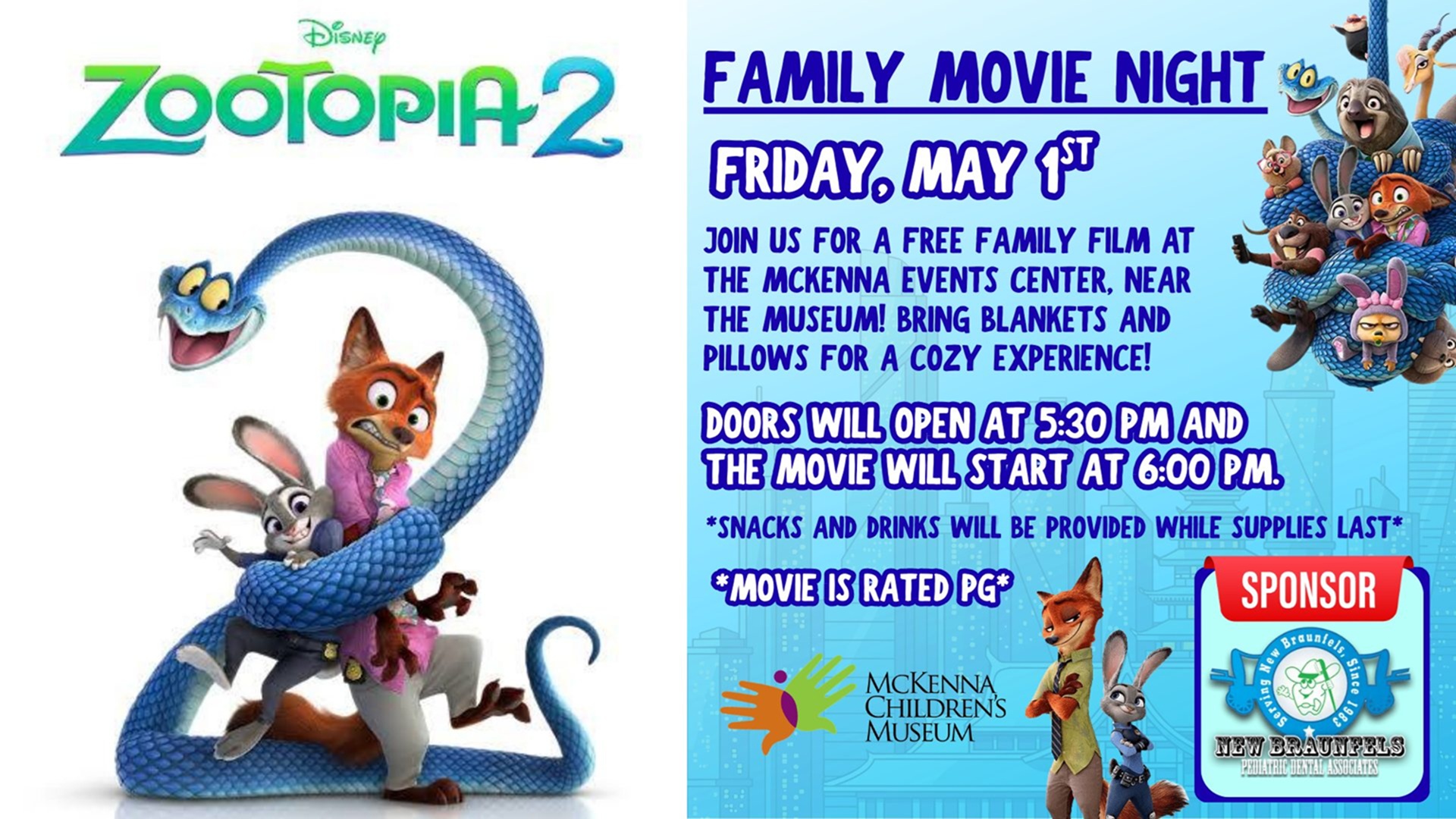 Family Movie Night – Zootopia 2 at McKenna Children's Museum