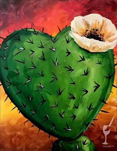 Heart of Cactus Paint Class at Painting with a Twist