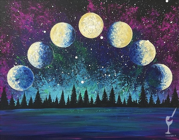 Moon Phase Aurora Paint Class at Painting with a Twist