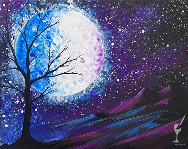 Moonlit Mountain Paint Class at Painting with a Twist