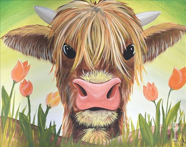 Spring Highland Calf Paint Class at Painting with a Twist