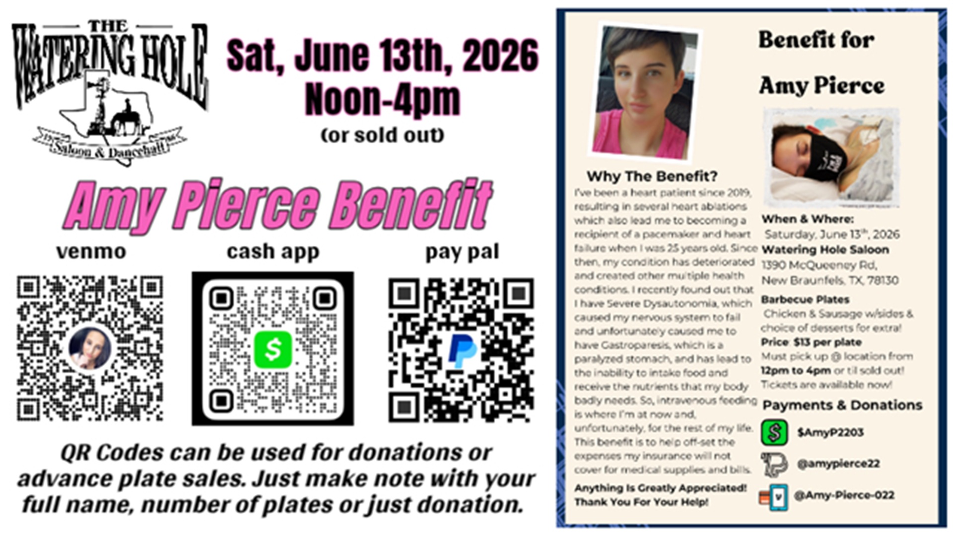 Benefit for Amy Pierce at Watering Hole Saloon & Dancehall