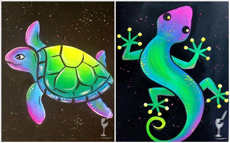 Blacklight Event — Glow Animals at Painting with a Twist