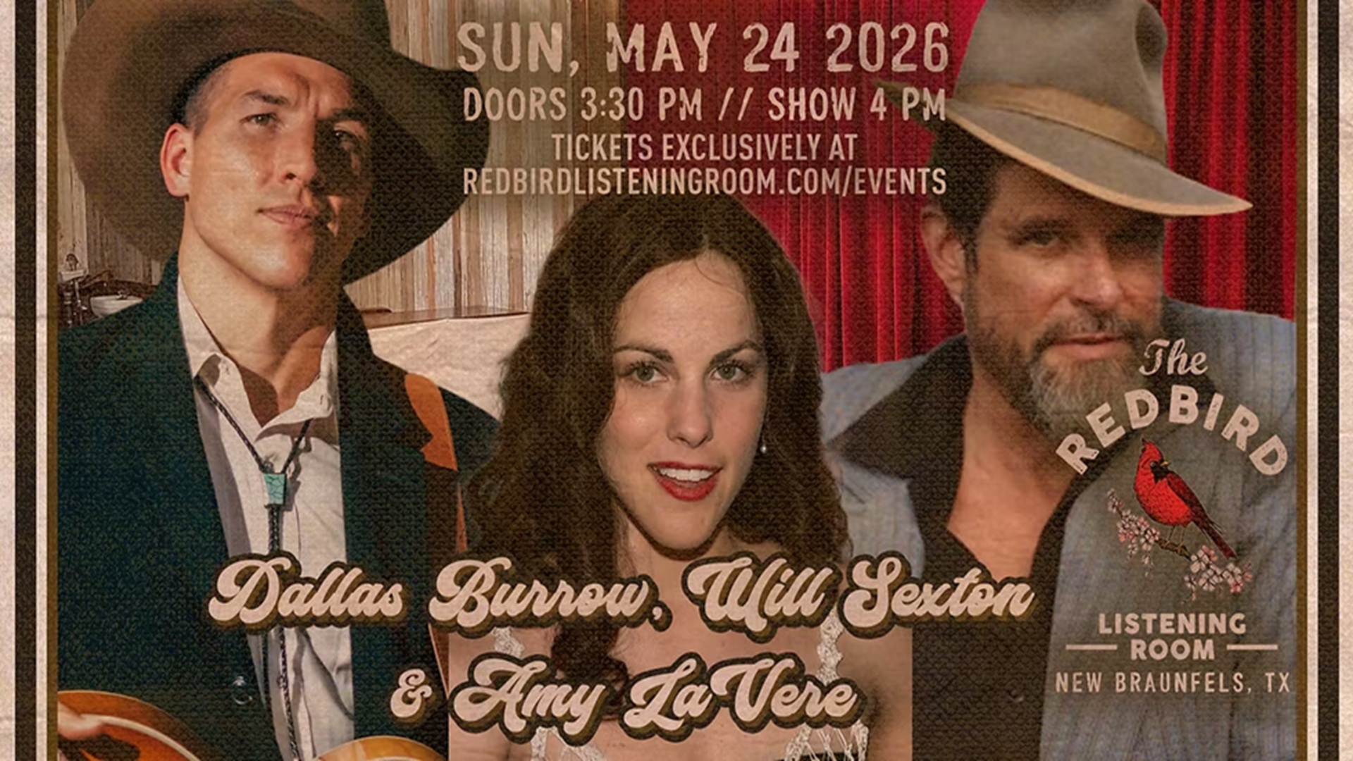 Dallas Burrow, Will Sexton, & Amy LaVere at The Redbird Listening Room