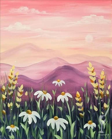 Misty Mountain Flowers at Painting with a Twist