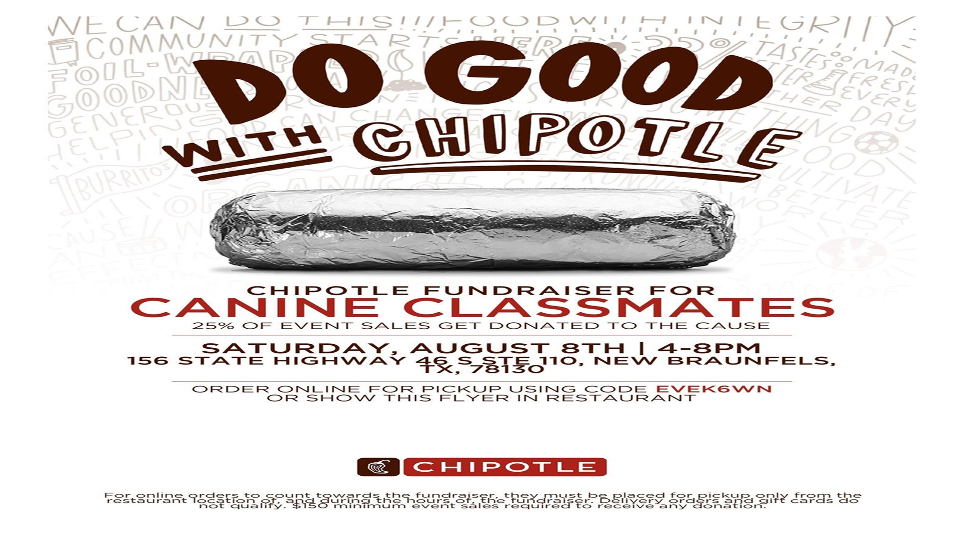 Chipotle Fundraiser for Canine Classmates at Chipotle Mexican Grill
