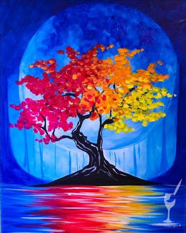 Colorful Moonlit Night at Painting with a Twist