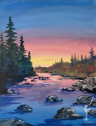 Golden Hour in the Pines at Painting with a Twist