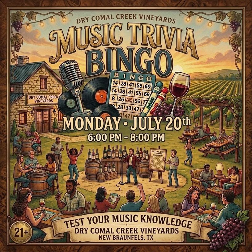 Music Trivia Bingo at Dry Comal Creek Vineyards