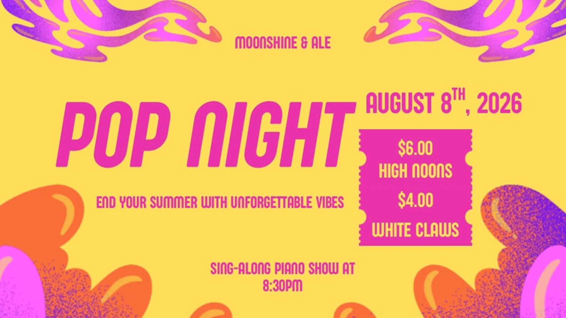 Pop Night at Moonshine & Ale NB