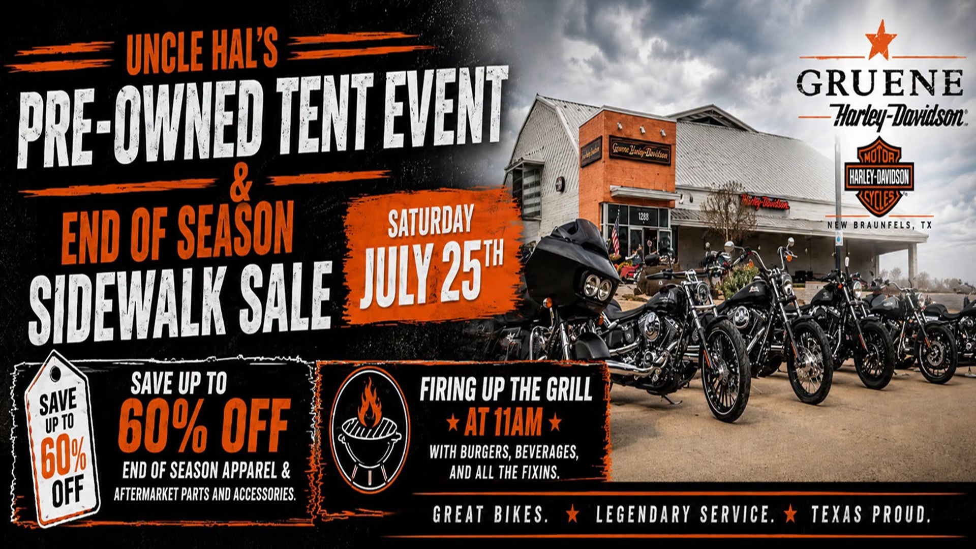 Uncle Hal’s Pre-Owned Tent Event & End of Season Sidewalk Sale at Gruene Harley-Davidson