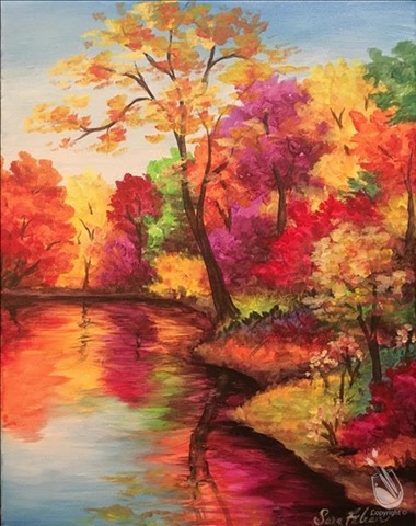Fall Trees Reflected at Painting With A Twist