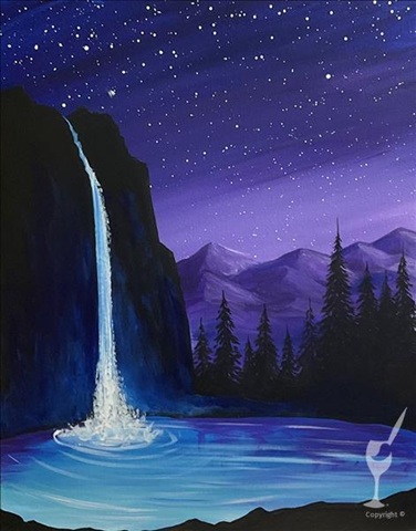 Waterfall's Glow at Painting With A Twist