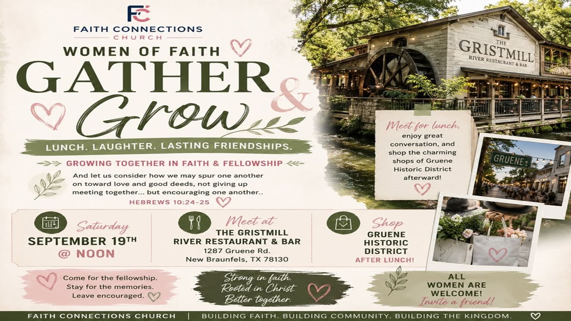Women of Faith Gather & Grow at The Gristmill River Restaurant & Bar