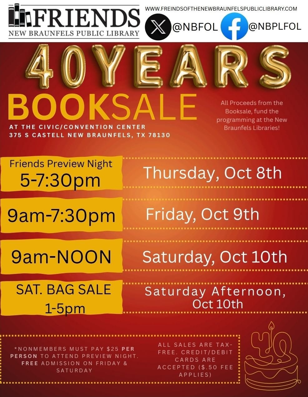 40th Annual Friends of the Library Book Sale at New Braunfels Civic/Convention Center