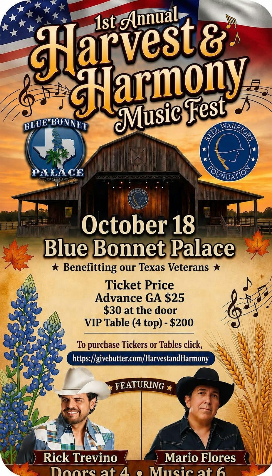 Harvest & Harmony Music Fest at Blue Bonnet Palace
