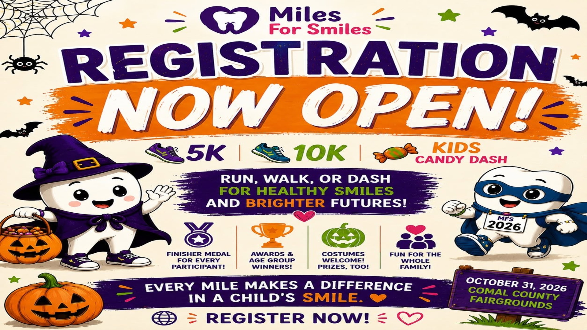 Miles For Smiles - 5K, 10K, Kids Candy Dash at Comal County Fairgrounds