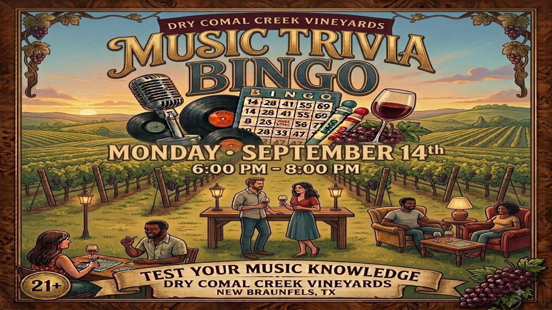 Music Trivia Bingo at Dry Comal Creek Vineyards