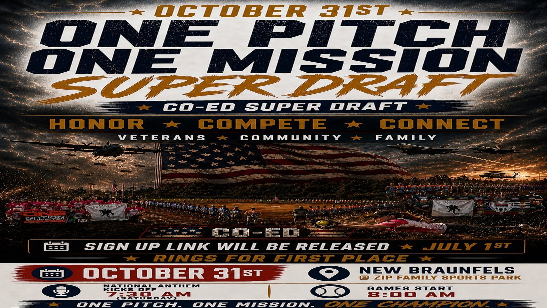 One Pitch One Mission CO-ED Super Draft at Zipp Family Sports Park
