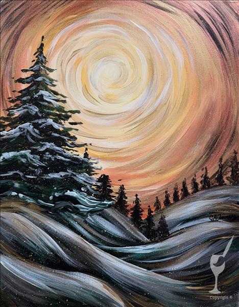 New Art: Golden Winter Fir at Painting With A Twist