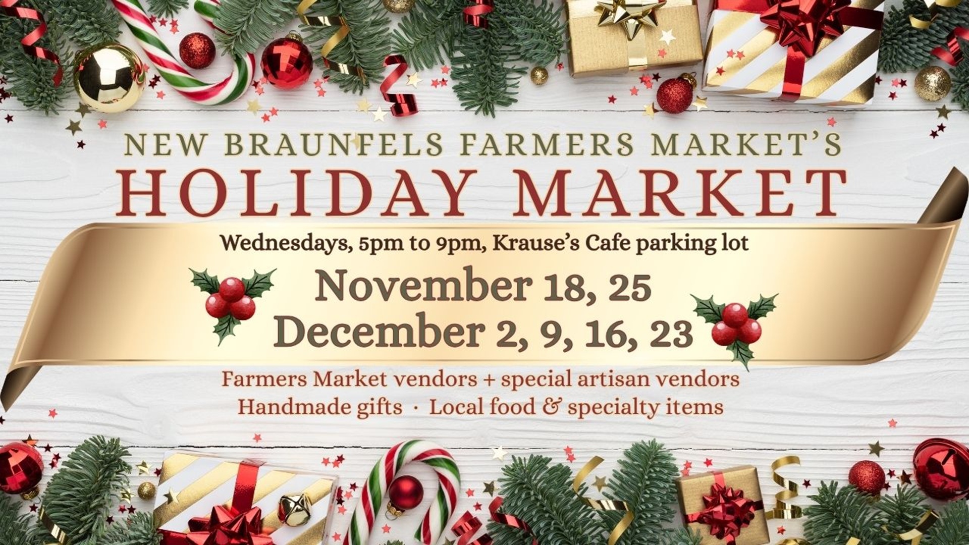 New Braunfels Farmers Market Holiday Market at Krause’s Cafe